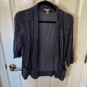 Purple + Black Printed Open Cardigan | Size Large